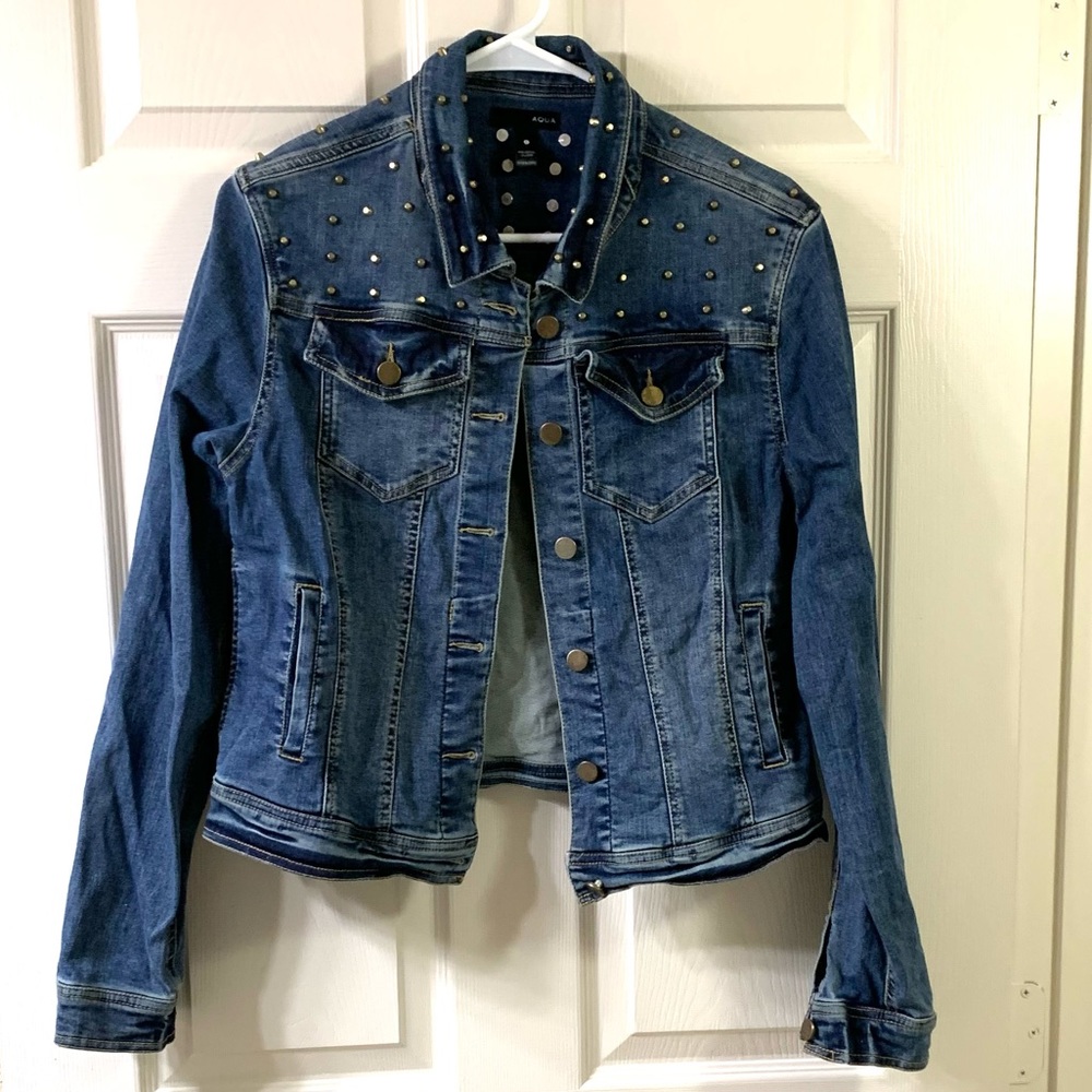Aqua Studded Jean Jacket